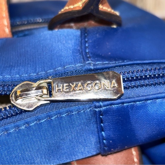 HEXAGONA PARIS POP Shoulder Tote Bag Cowhide Leather and Nylon - Picture 9 of 15